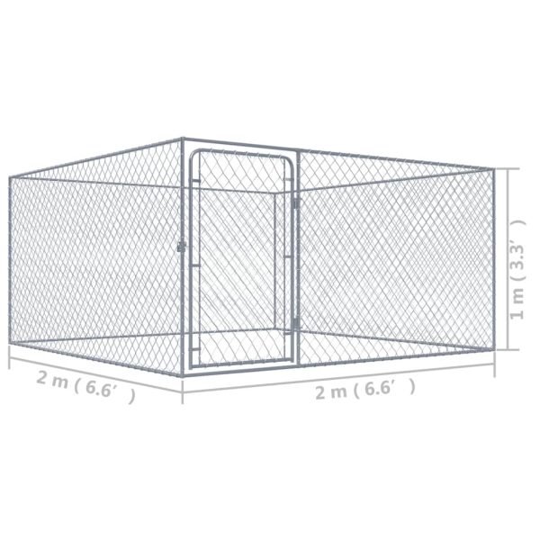Recinto Per Cani Da Esterno In Acciaio Zincato 2x2x1 M - Image 5