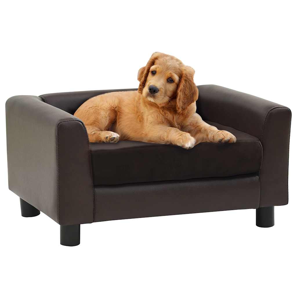 Divano Per Cani Marrone 60x43x30 Cm In Peluche E Similpelle