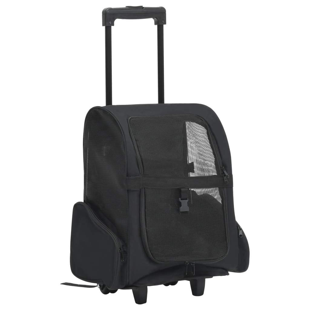 Trolley Trasportino Per Animali Pieghevole Multifunzione Nero