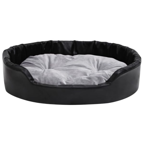 Lettino Per Cani Nero E Grigio 90x79x20 Cm Peluche E Similpelle - Image 3