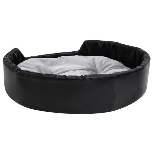 Lettino Per Cani Nero E Grigio 90x79x20 Cm Peluche E Similpelle - Image 5