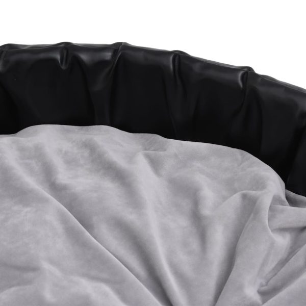 Lettino Per Cani Nero E Grigio 90x79x20 Cm Peluche E Similpelle - Image 6