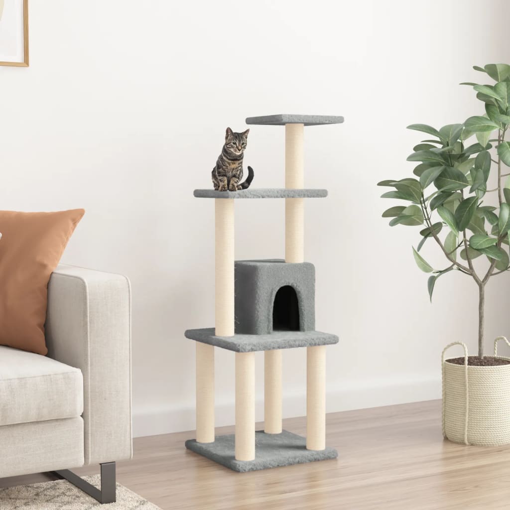 Albero Per Gatti Con Tiragraffi In Sisal Grigio Chiaro 105 cm