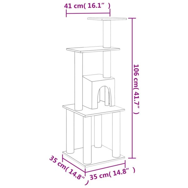 Albero Per Gatti Con Tiragraffi In Sisal Grigio Chiaro 105 cm - Image 6
