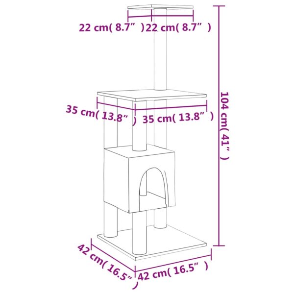 Albero Per Gatti Con Tiragraffi In Sisal Grigio Scuro 104 cm - Image 6