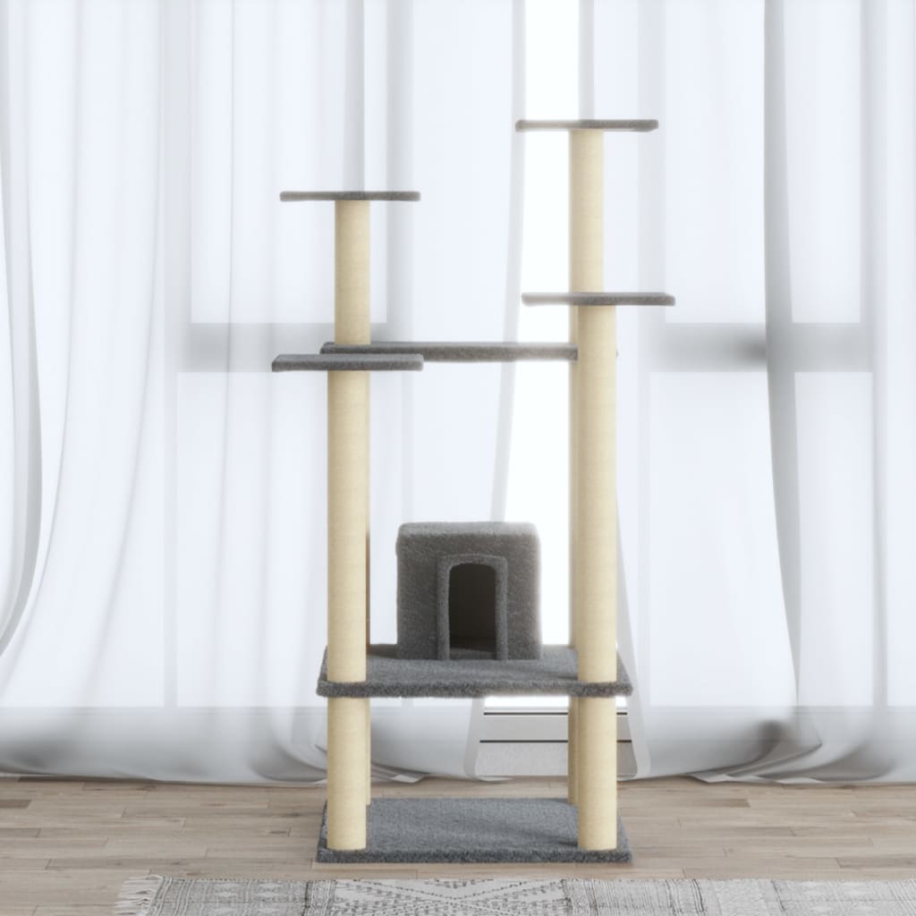 Albero Per Gatti Con Tiragraffi In Sisal Grigio Chiaro 110 cm