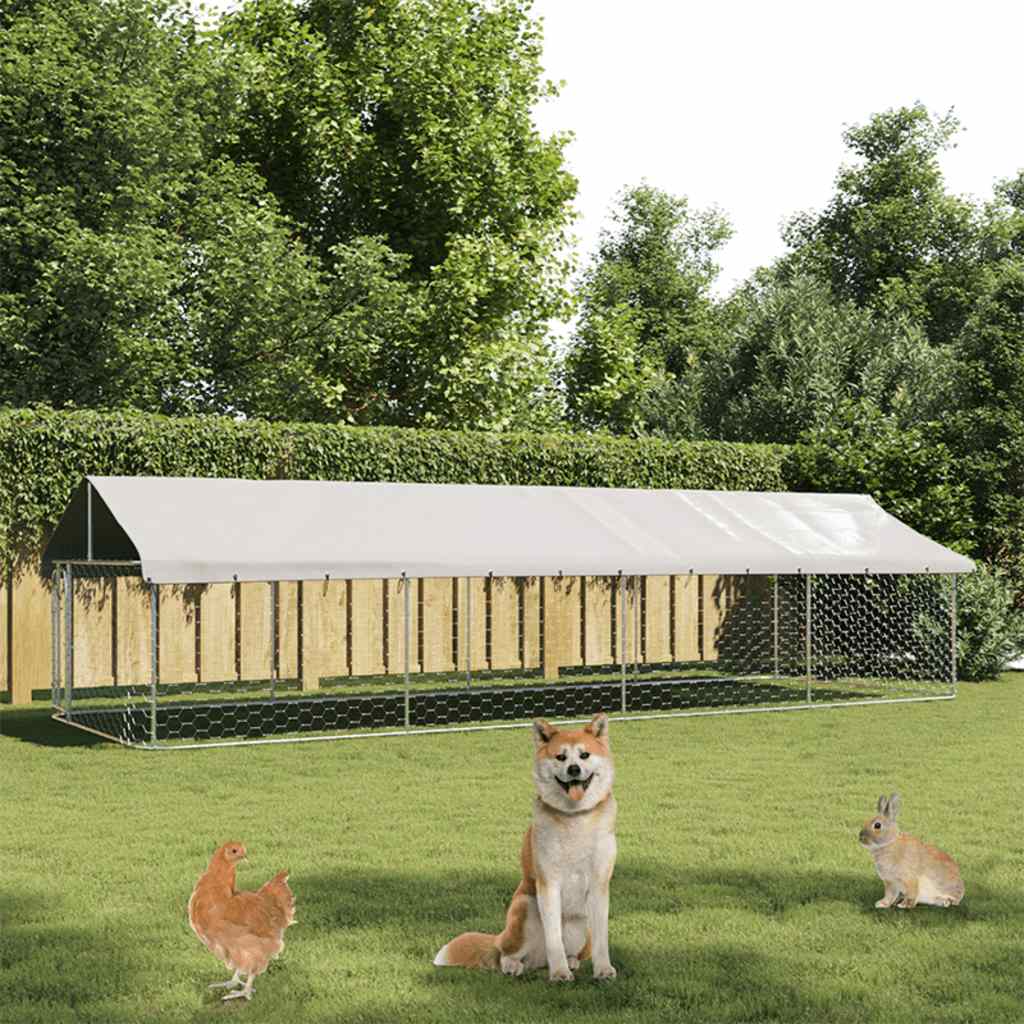 Gabbia Per Cani Da Esterno Con Tetto 600x200x150 cm