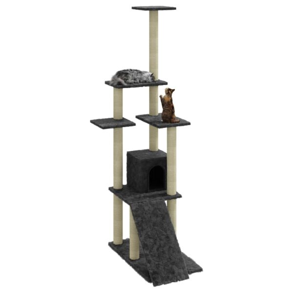 Albero Per Gatti Con Tiragraffi In Sisal Grigio Scuro 155 cm - Image 3
