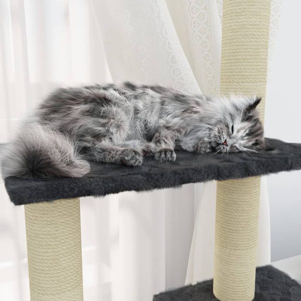 Albero Per Gatti Con Tiragraffi In Sisal Grigio Scuro 155 cm - Image 4