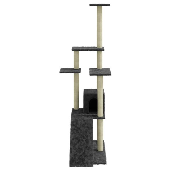 Albero Per Gatti Con Tiragraffi In Sisal Grigio Scuro 155 cm - Image 5
