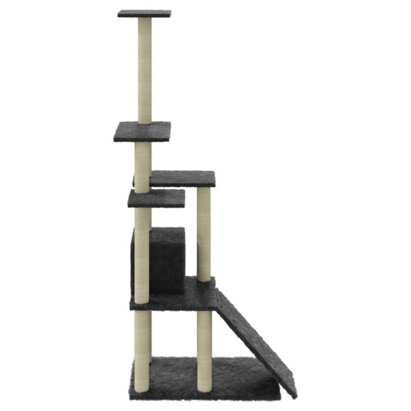 Albero Per Gatti Con Tiragraffi In Sisal Grigio Scuro 155 cm - Image 6