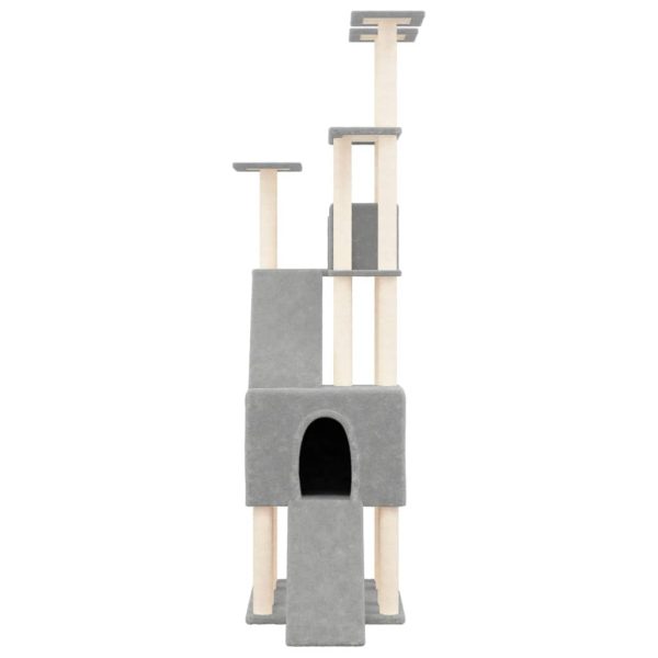 Albero Per Gatti Con Tiragraffi In Sisal Grigio Chiaro 190 cm - Image 3