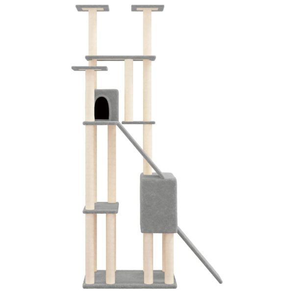 Albero Per Gatti Con Tiragraffi In Sisal Grigio Chiaro 190 cm - Image 4