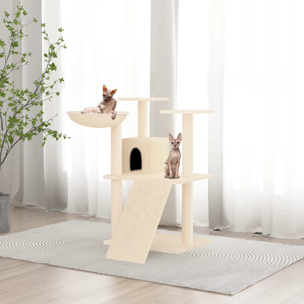 Albero Per Gatti Con Tiragraffi In Sisal Crema 83 cm