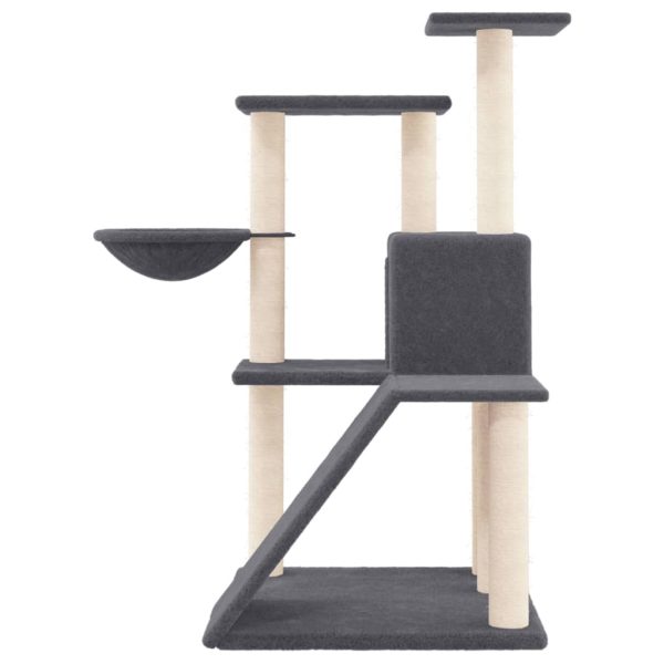 Albero Per Gatti Con Tiragraffi In Sisal Grigio Scuro 94 cm - Image 4