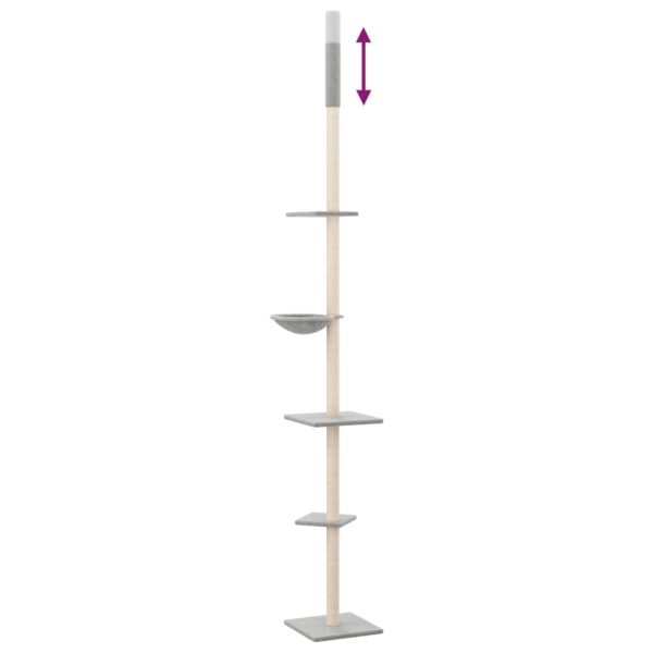 Albero Per Gatti Pavimento Soffitto Grigio Chiaro 263,5-289,5cm - Image 5