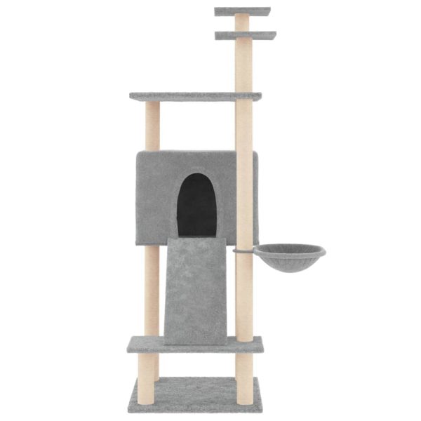 Albero Per Gatti Con Tiragraffi In Sisal Grigio Chiaro 153 cm - Image 3