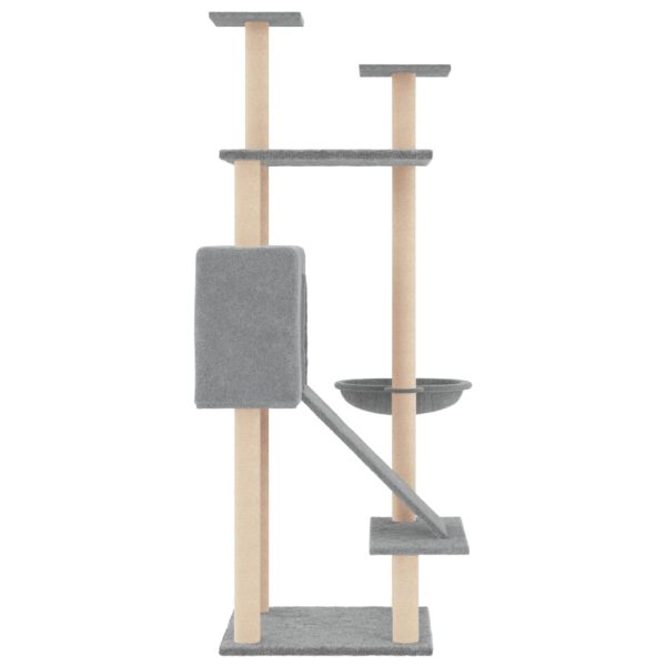 Albero Per Gatti Con Tiragraffi In Sisal Grigio Chiaro 153 cm - Image 4