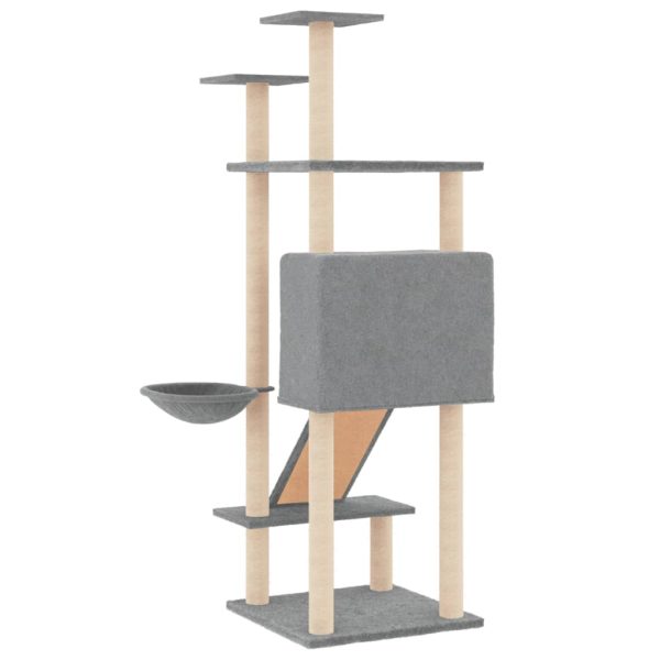 Albero Per Gatti Con Tiragraffi In Sisal Grigio Chiaro 153 cm - Image 5