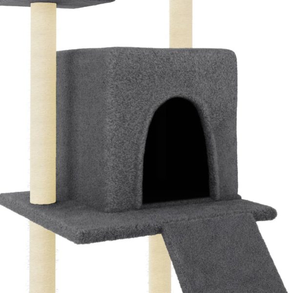 Albero Per Gatti Con Tiragraffi In Sisal Grigio Scuro 110 cm - Image 6