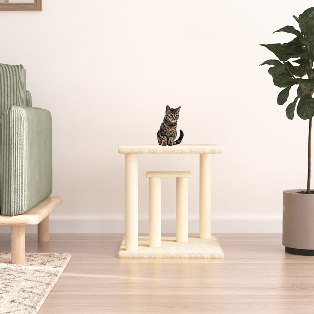 Pali Tiragraffi Per Gatti Con Piattaforme Crema 50 cm