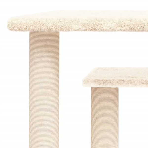 Pali Tiragraffi Per Gatti Con Piattaforme Crema 50 cm - Image 5