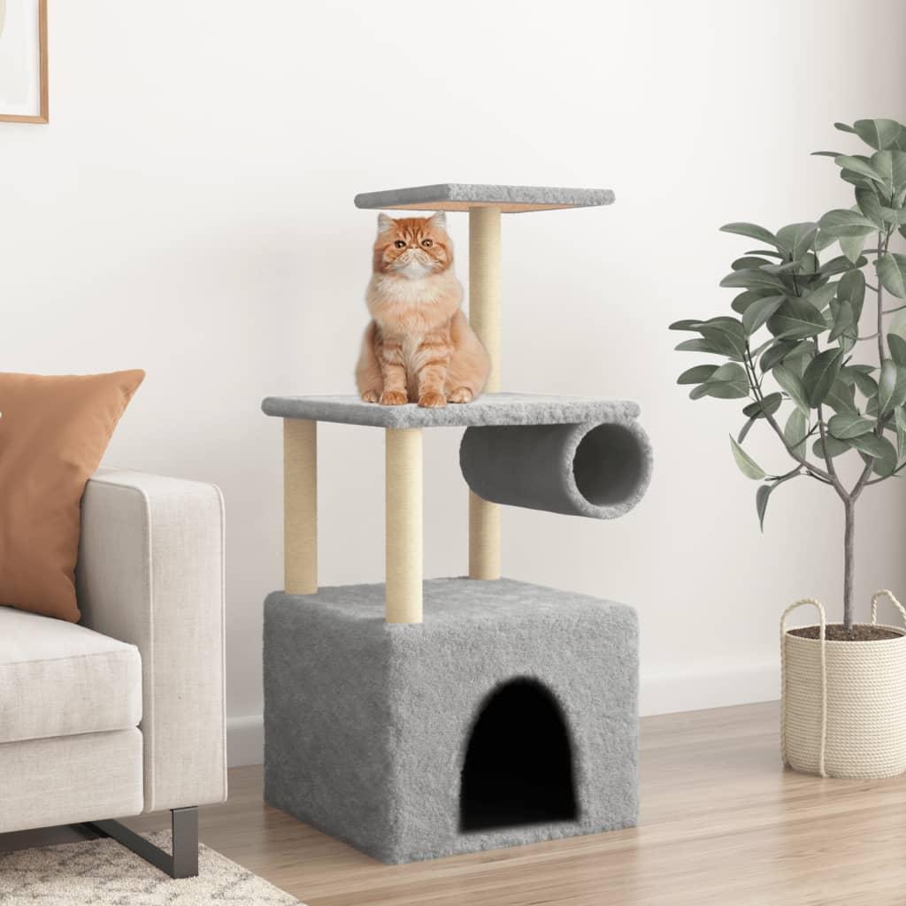 Albero Per Gatti Con Tiragraffi In Sisal Grigio Chiaro 109,5 cm