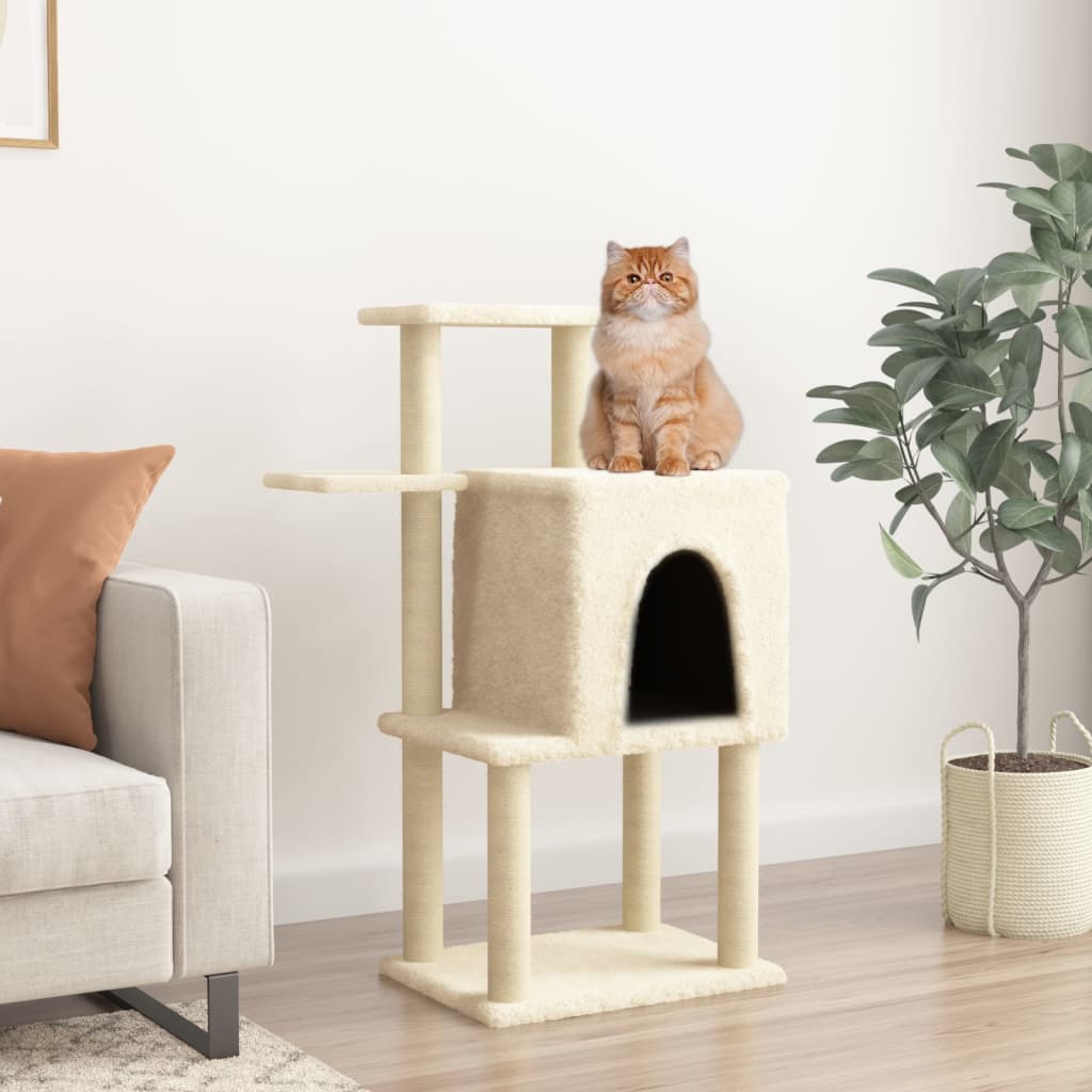 Albero Per Gatti Con Tiragraffi In Sisal Crema 97 cm