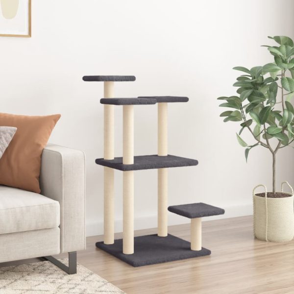 Pali Tiragraffi Per Gatti Con Piattaforme Grigio Scuro 98,5 cm - Image 3