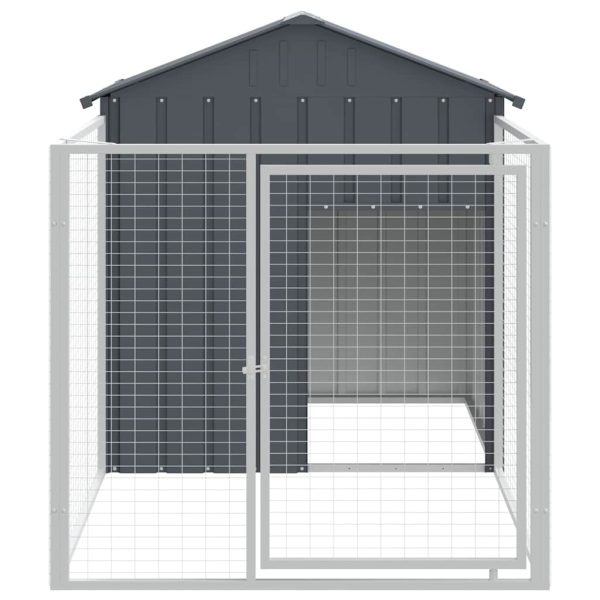 Casetta Cani Con Corsa Antracite 117x201x123 Cm Acciaio Zincato - Image 3