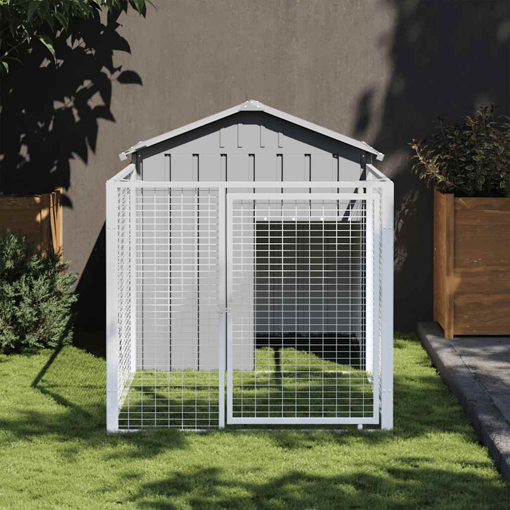 Casetta Cani Corsa Grigio Chiaro 117x201x123 Cm Acciaio Zincato