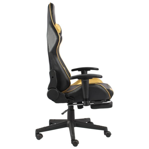 Sedia Da Gaming Girevole Con Poggiapiedi Oro In Pvc - Image 3