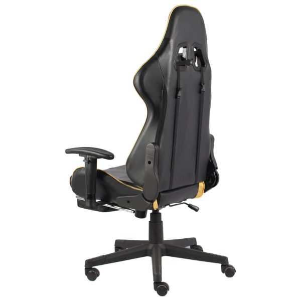 Sedia Da Gaming Girevole Con Poggiapiedi Oro In Pvc - Image 4