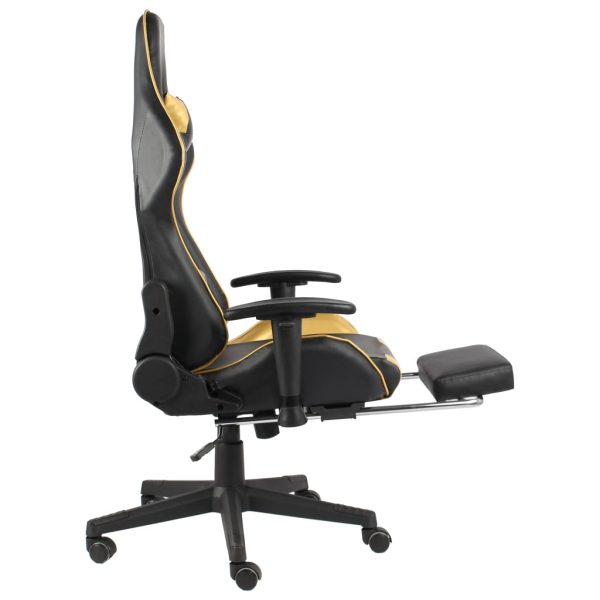 Sedia Da Gaming Girevole Con Poggiapiedi Oro In Pvc - Image 5