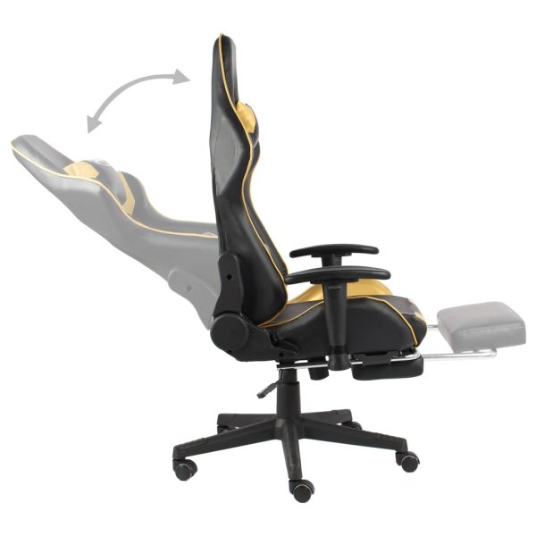 Sedia Da Gaming Girevole Con Poggiapiedi Oro In Pvc - Image 6