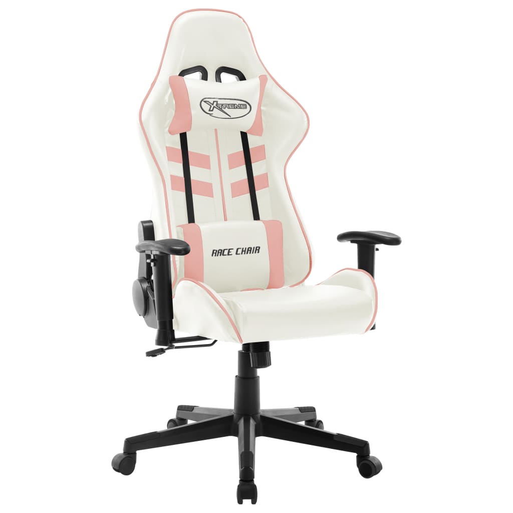 Sedia Da Gaming Bianca E Rosa In Similpelle