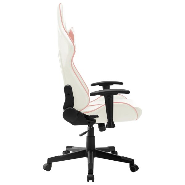 Sedia Da Gaming Bianca E Rosa In Similpelle - Image 3