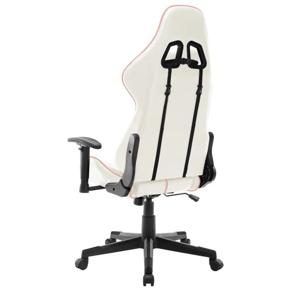 Sedia Da Gaming Bianca E Rosa In Similpelle - Image 4
