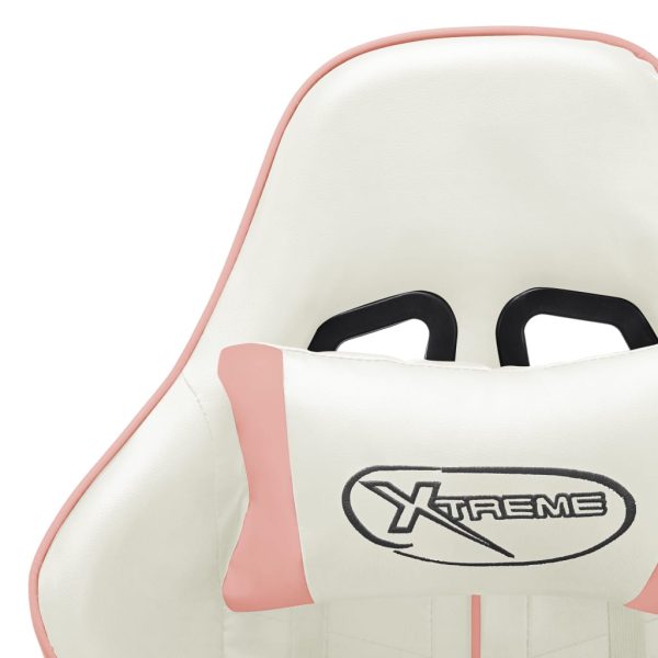 Sedia Da Gaming Bianca E Rosa In Similpelle - Image 6