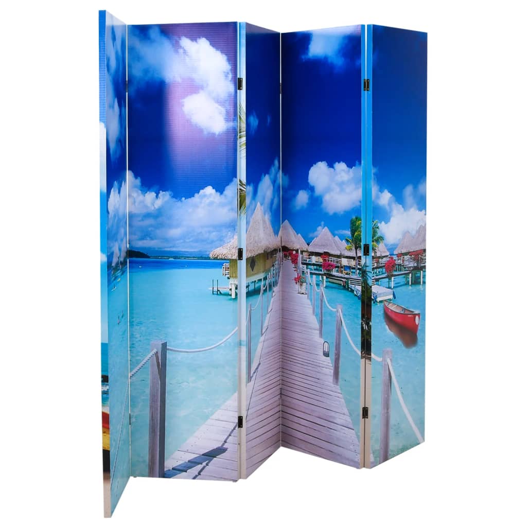 Paravento Pieghevole 200x170 Cm Con Stampa Spiaggia