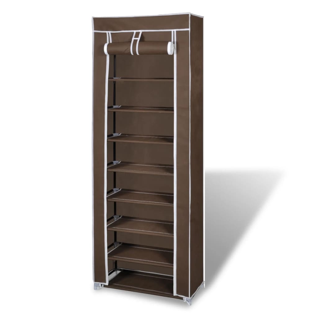 Scarpiera In Tessuto Richiudibile 57 X 29 X 162 Cm Marrone
