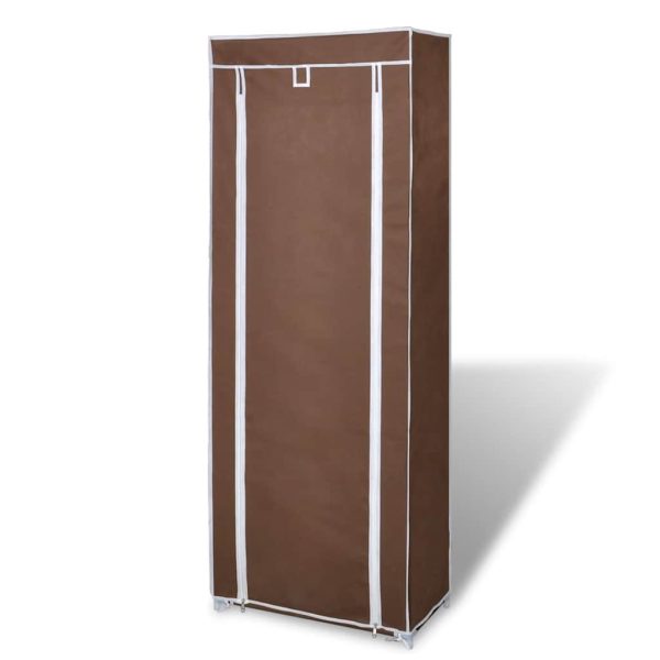 Scarpiera In Tessuto Richiudibile 57 X 29 X 162 Cm Marrone - Image 3