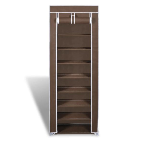 Scarpiera In Tessuto Richiudibile 57 X 29 X 162 Cm Marrone - Image 4