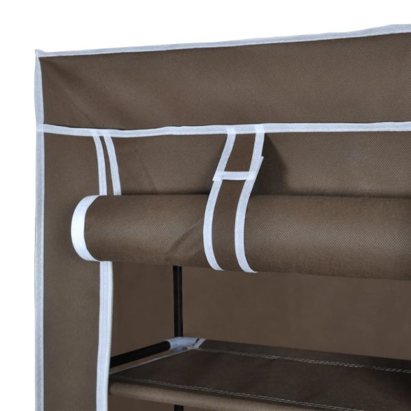 Scarpiera In Tessuto Richiudibile 57 X 29 X 162 Cm Marrone - Image 5