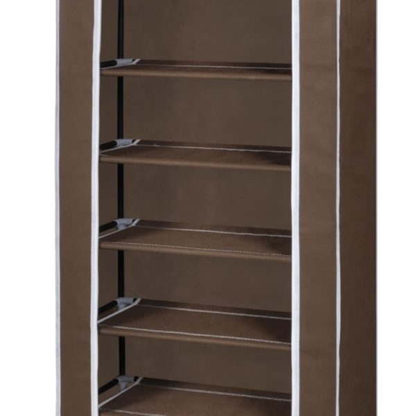 Scarpiera In Tessuto Richiudibile 57 X 29 X 162 Cm Marrone - Image 6