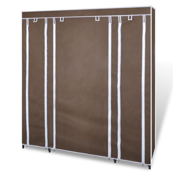 Armadio In Tessuto Con Scomparti E Aste 45x150x176 Cm Marrone - Image 3