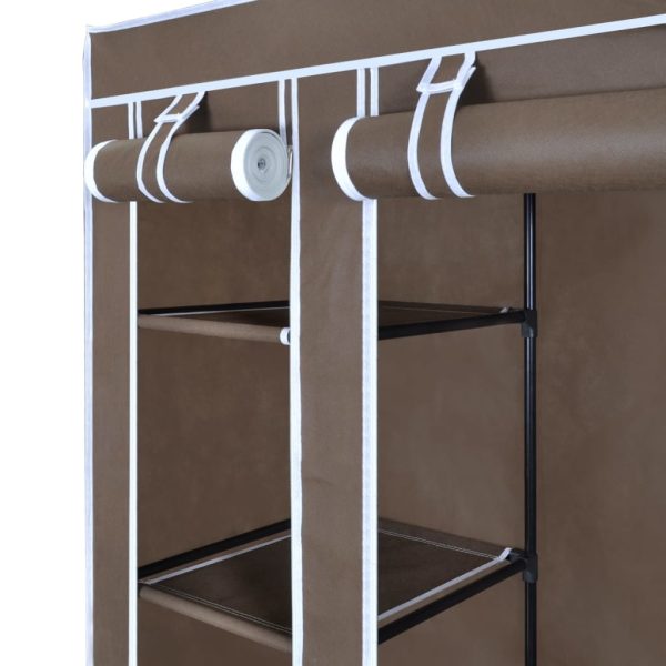 Armadio In Tessuto Con Scomparti E Aste 45x150x176 Cm Marrone - Image 4