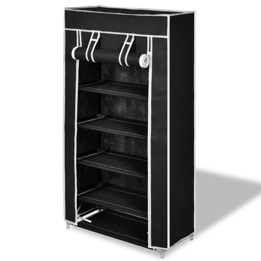 Scarpiera In Tessuto Richiudibile 58 X 28 X 106 Cm Nera