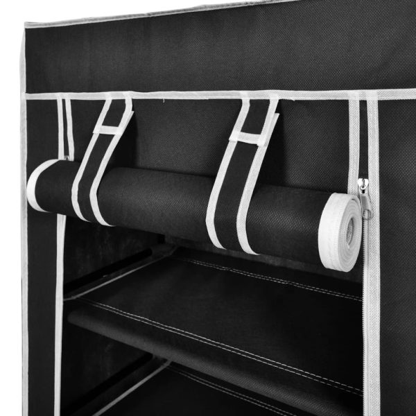 Scarpiera In Tessuto Richiudibile 58 X 28 X 106 Cm Nera - Image 4