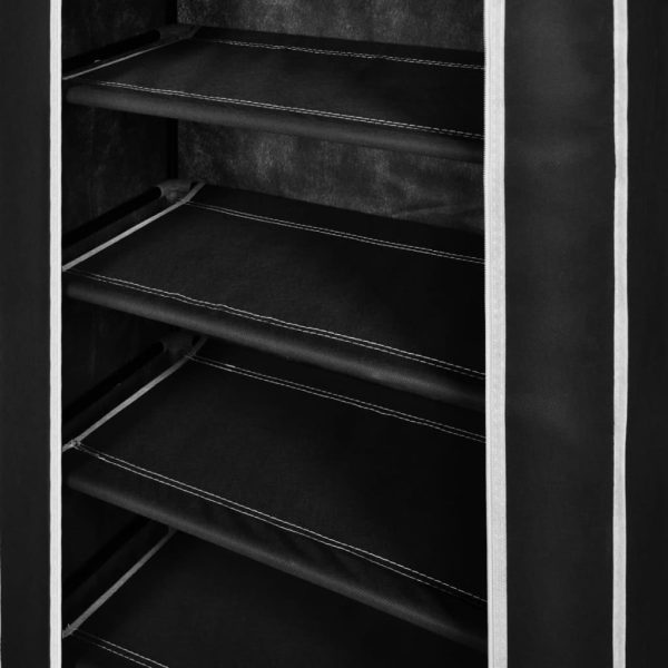 Scarpiera In Tessuto Richiudibile 58 X 28 X 106 Cm Nera - Image 5